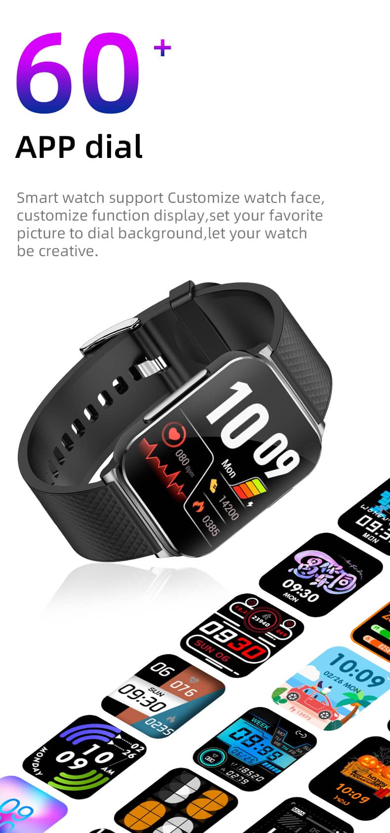 Findtime EKG-Smartwatch für Blutdruckmessgerät BO&HR ​​Blutzucker-Körpertemperatur