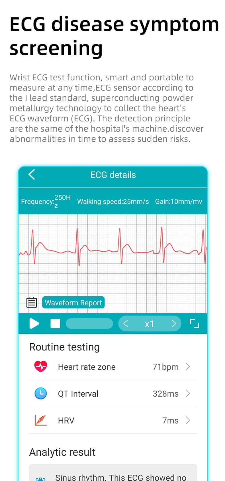 Reloj inteligente Findtime ECG para monitor de presión arterial BO&HR ​​temperatura corporal de glucosa en sangre