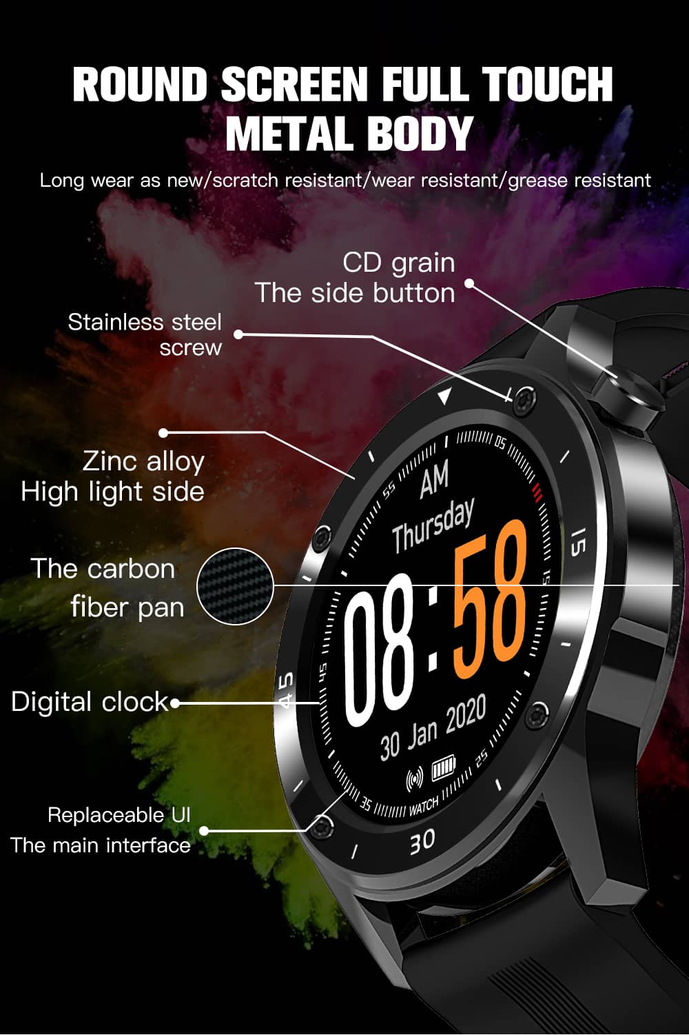 Findtime Smart Watch for Men Women Blood Pressure Heart Rate Monitoring