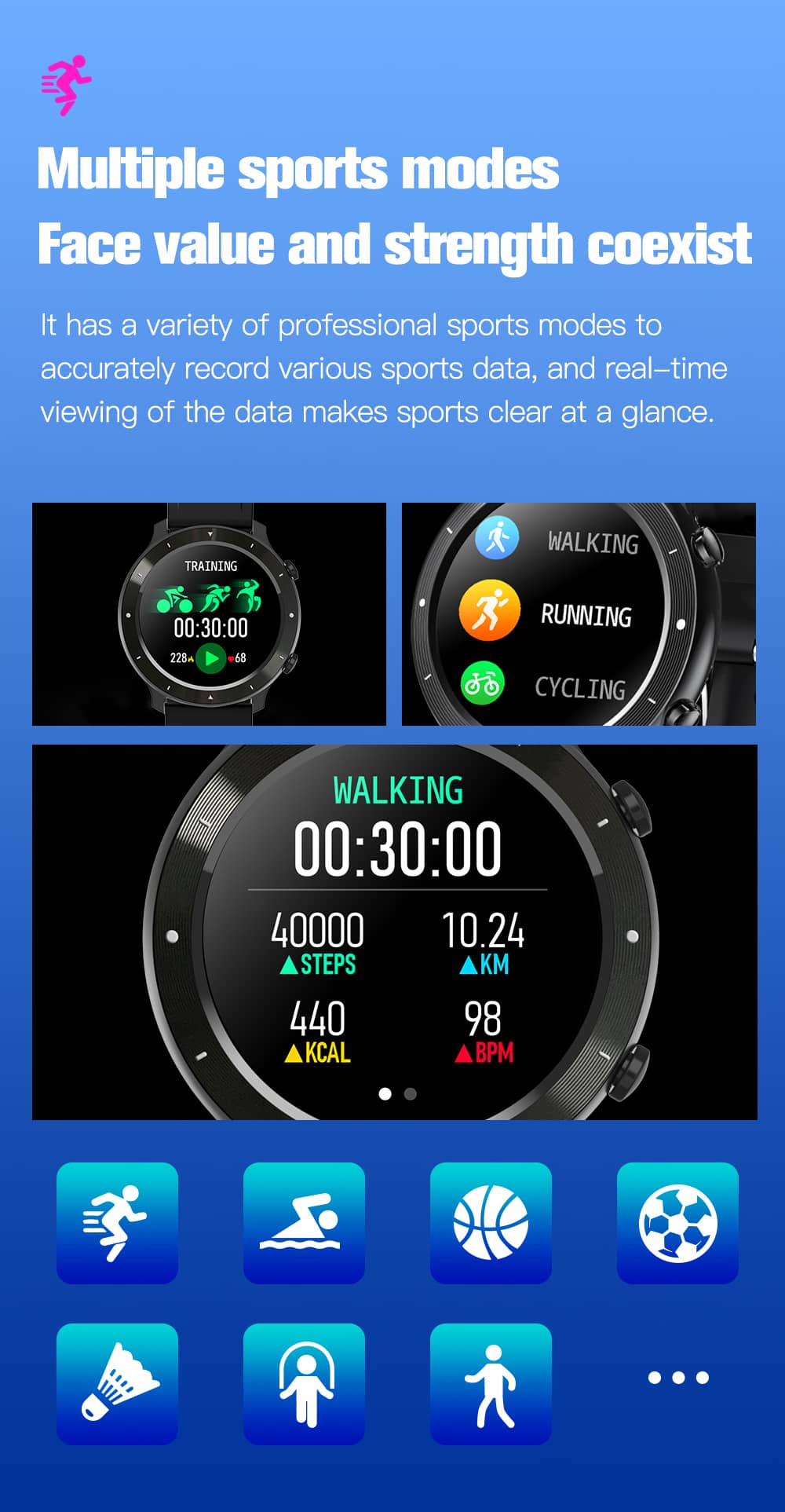 Reloj inteligente Findtime con presión arterial, frecuencia cardíaca, oxígeno en sangre, llamadas Bluetooth