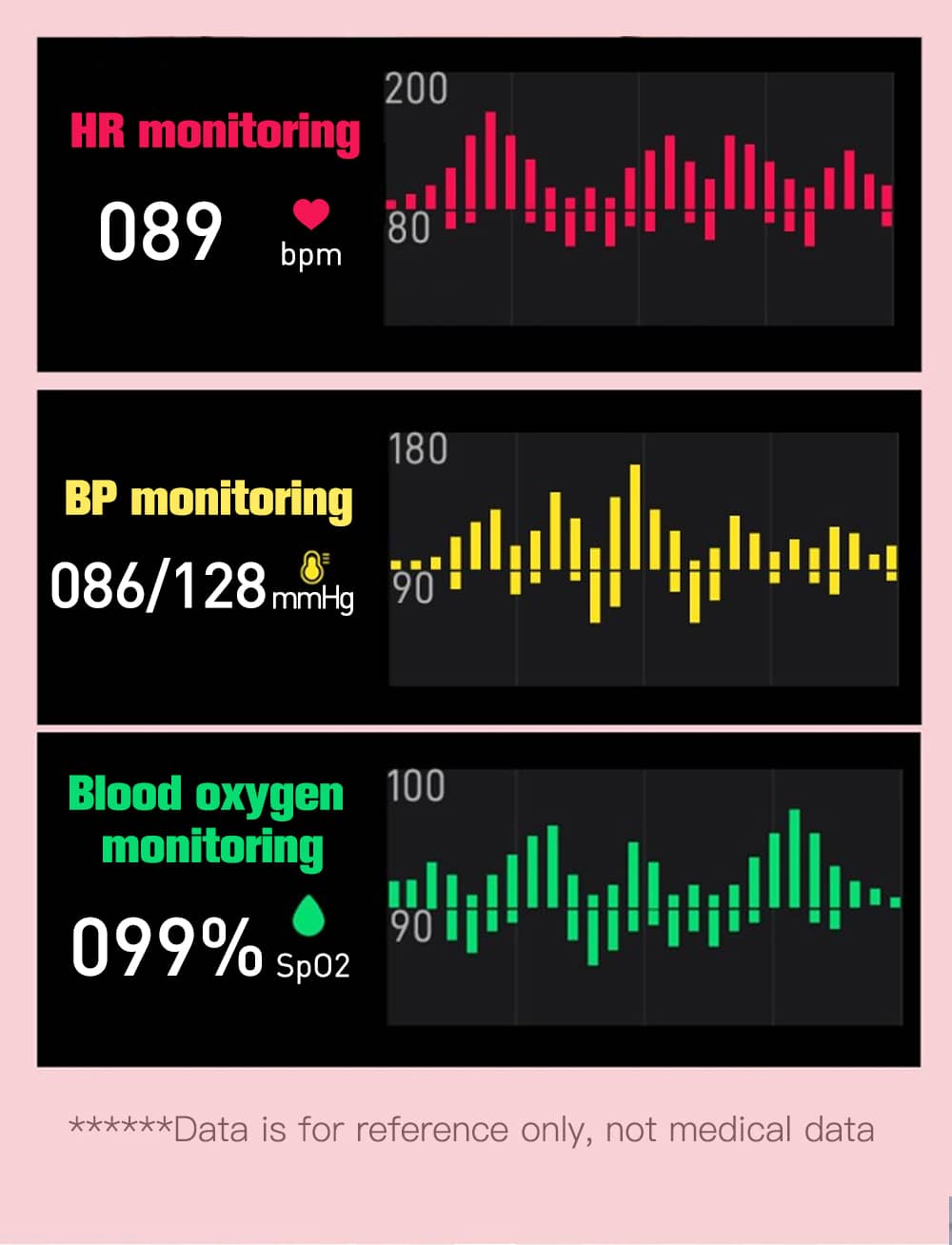 Reloj inteligente Findtime con presión arterial, frecuencia cardíaca, oxígeno en sangre, llamadas Bluetooth