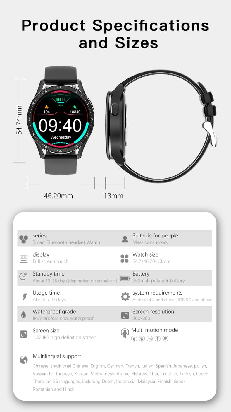 Findtime Smartwatch Buds 5 Reloj inteligente con auriculares