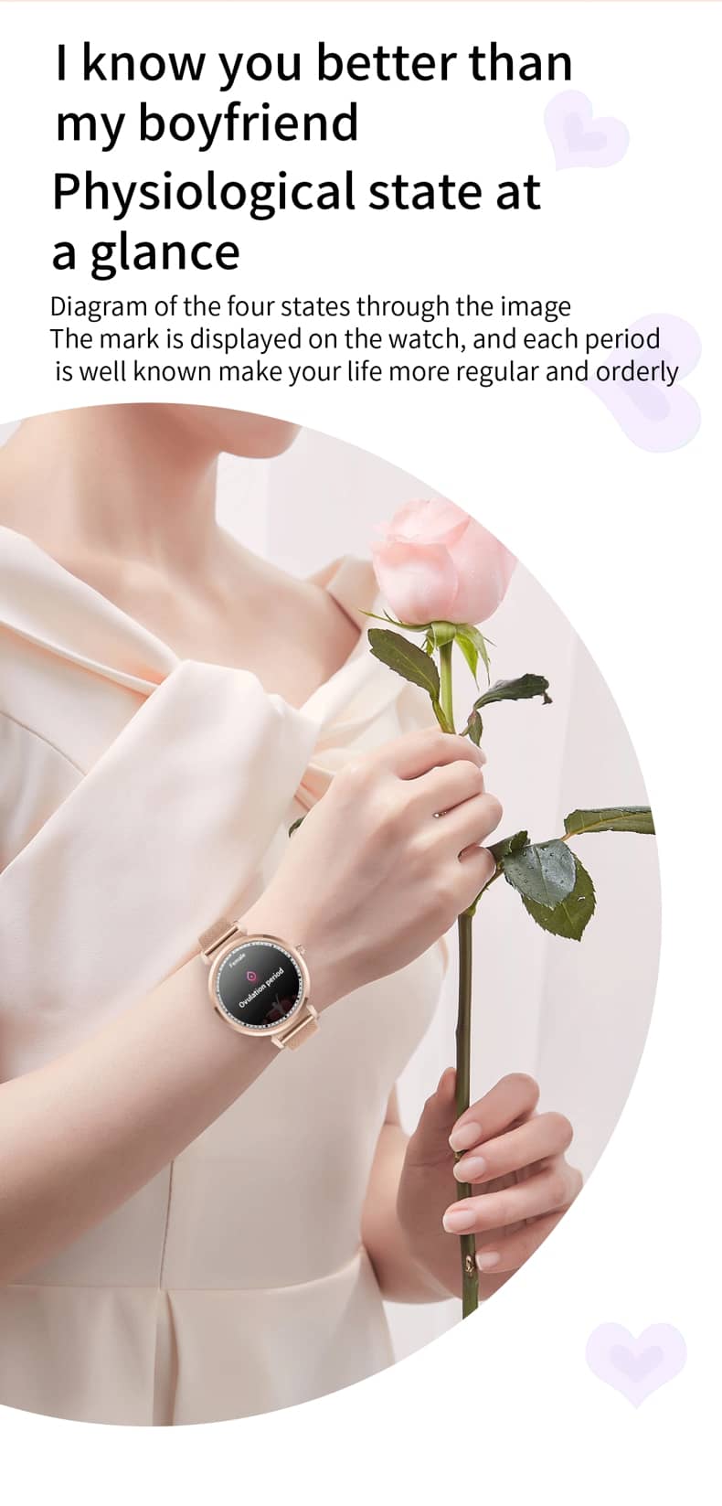 Findtime Smartwatch für Frauen überwacht den Blutdruck, die Herzfrequenz und den Blutsauerstoff