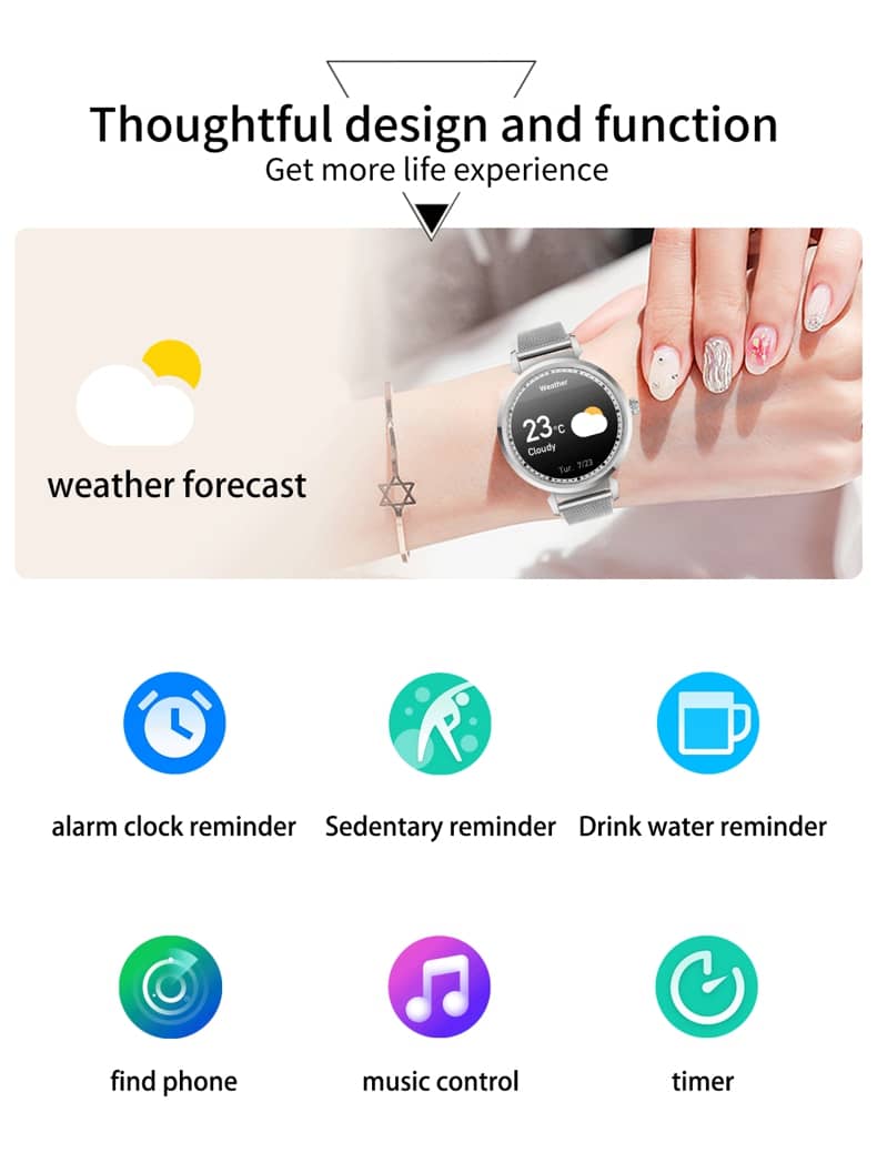 Findtime Smart Watch for Women Monitor Blood Pressure Heart Rate Blood Oxygen