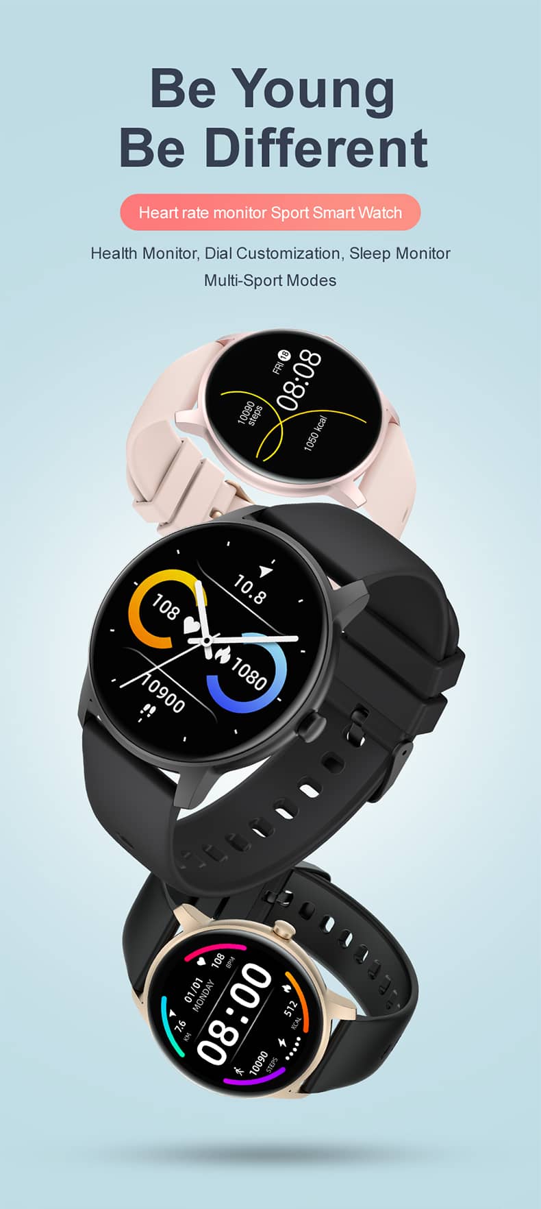 Findtime Smart Watch Monitor Blood Pressure Heart Rate Blood Oxygen