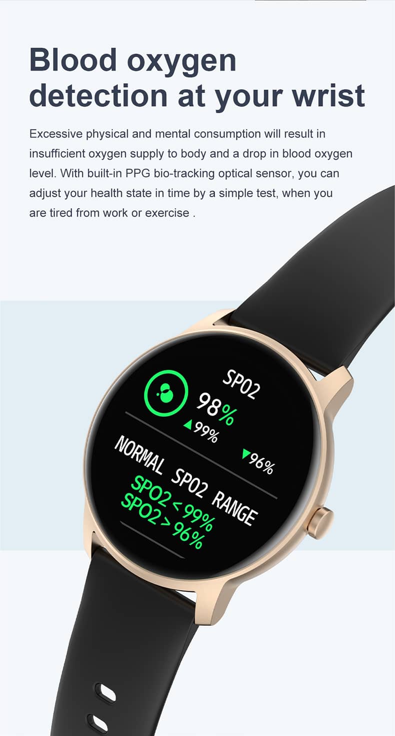 Reloj inteligente Findtime, monitor de presión arterial, frecuencia cardíaca, oxígeno en sangre