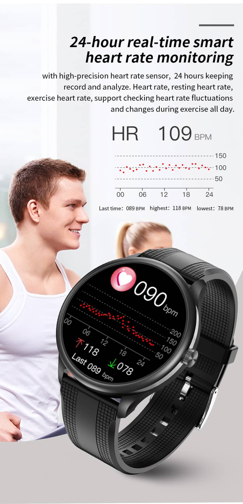 Findtime Smart Watch with Bluetooth Calling Heart Rate Blood Pressure Monitoring