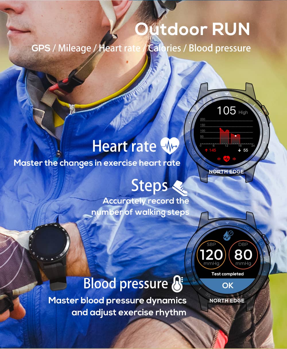 Products GPS Smart Watch for Mens Compass Barometer Altimeter Bluetooth Call Blood Pressure Heart Rate Monitor - Findtime