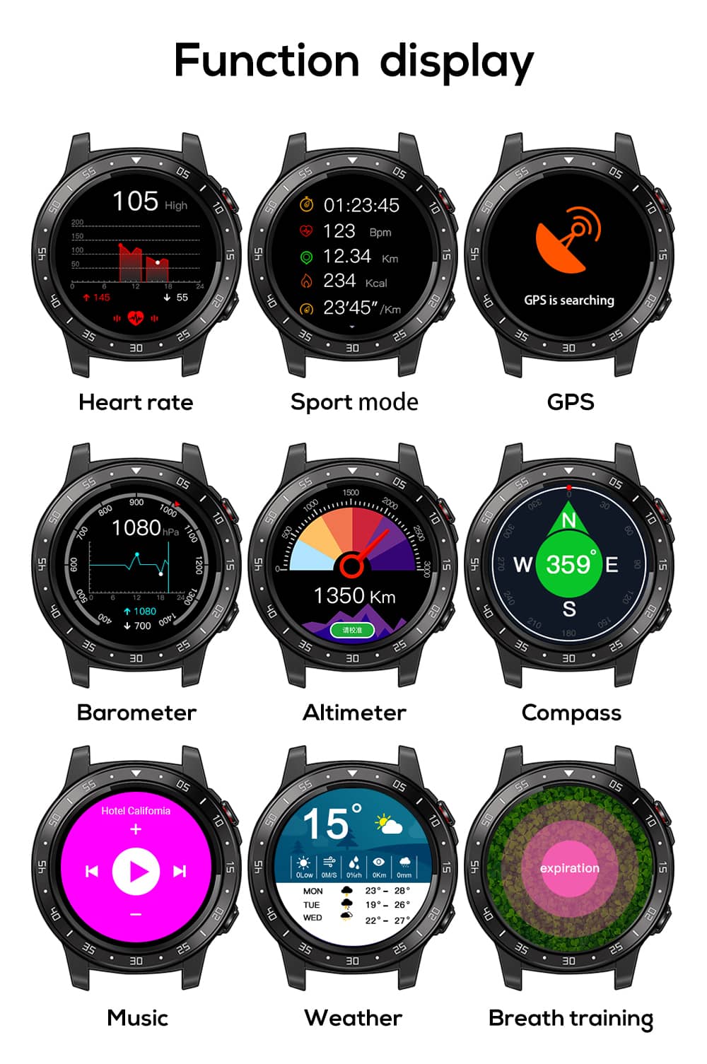 Products GPS Smart Watch for Mens Compass Barometer Altimeter Bluetooth Call Blood Pressure Heart Rate Monitor - Findtime