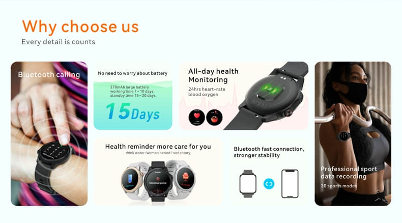 Findtime Smart Watch with Heart Rate Monitor Blood Oxygen Bluetooh Calling