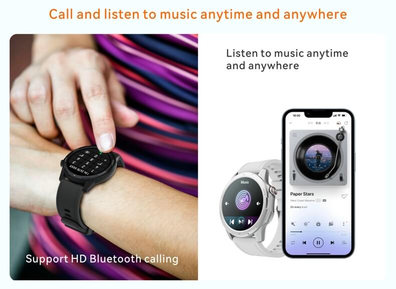 Findtime Smartwatch mit Herzfrequenzmesser, Blutsauerstoff, Bluetooth-Anrufen