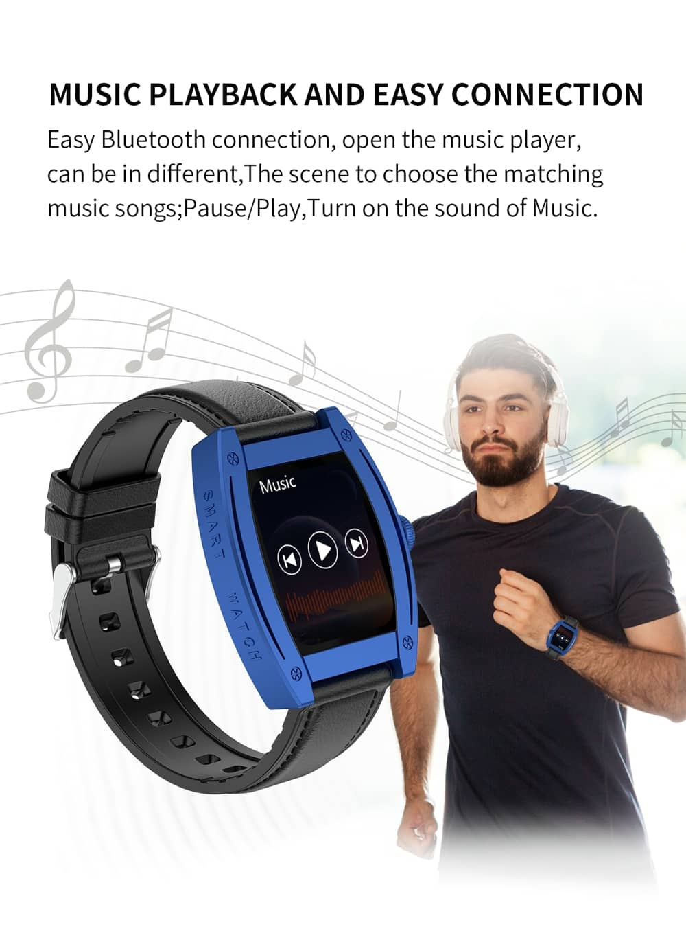 Findtime Smartwatch zur Überwachung des Blutdrucks, der Herzfrequenz, des Blutsauerstoffs MET, Bluetooth-Anrufe