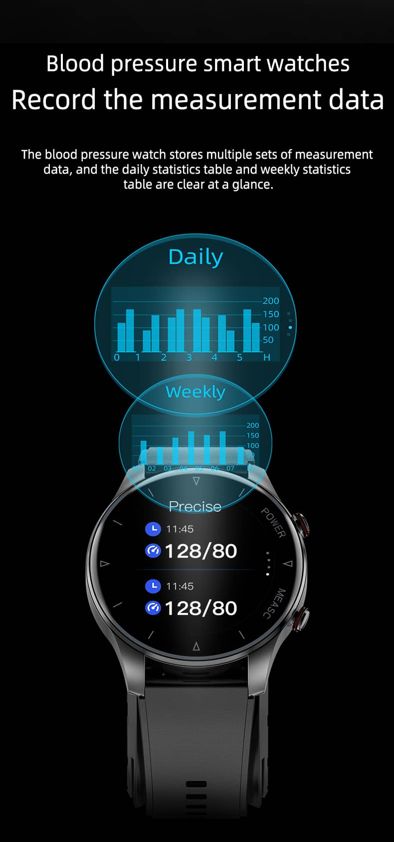 Findtime Präzises Blutdruckmessgerät, Smartwatch mit Luftpumpe, Körpertemperatur, Herzfrequenz, SpO2