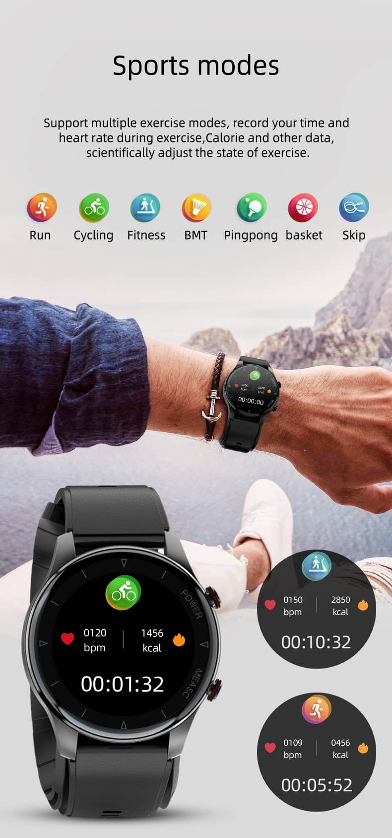 Findtime Accurate Blood Pressure Monitor Smart Watch with Air Pump Body Temperature Heart Rate SpO2