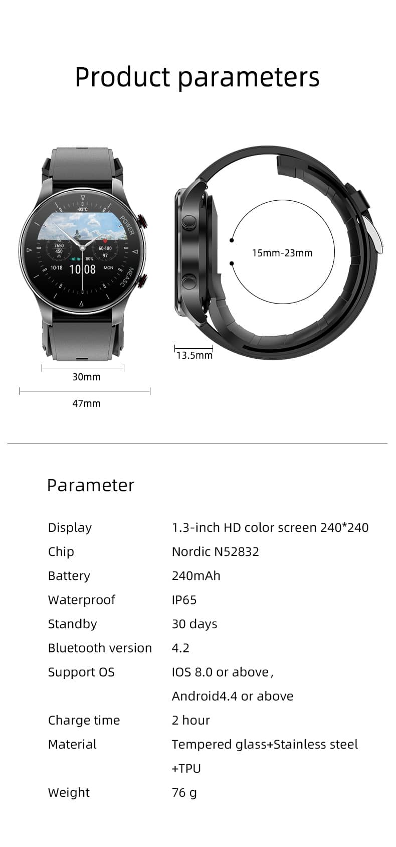 Findtime Präzises Blutdruckmessgerät, Smartwatch mit Luftpumpe, Körpertemperatur, Herzfrequenz, SpO2