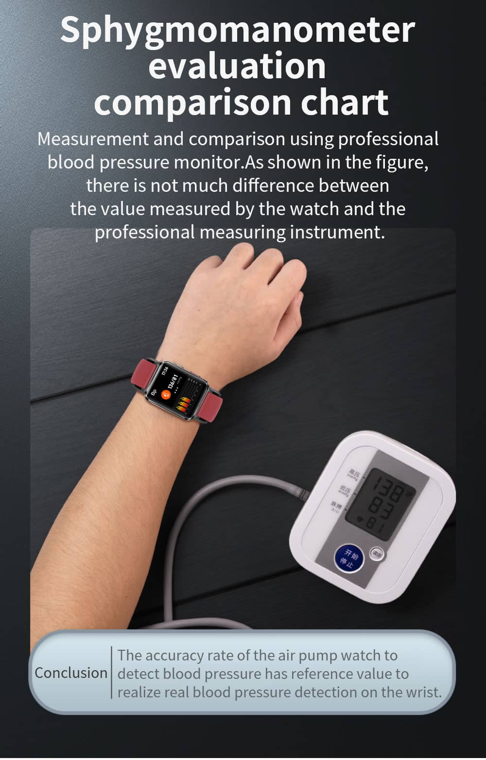 Findtime Smart Watch with Air Pump&Air Bag True Blood Pressure Monitor Body Temperature Heart Rate