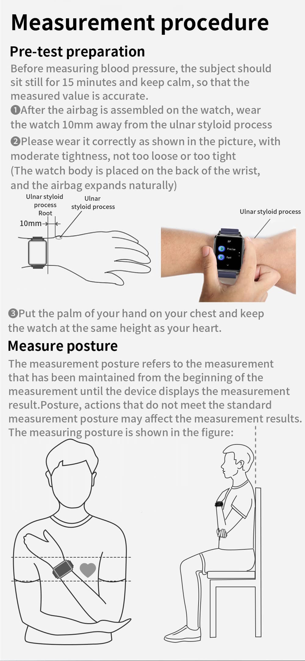 Findtime Smart Watch with Air Pump&Air Bag True Blood Pressure Monitor Body Temperature Heart Rate