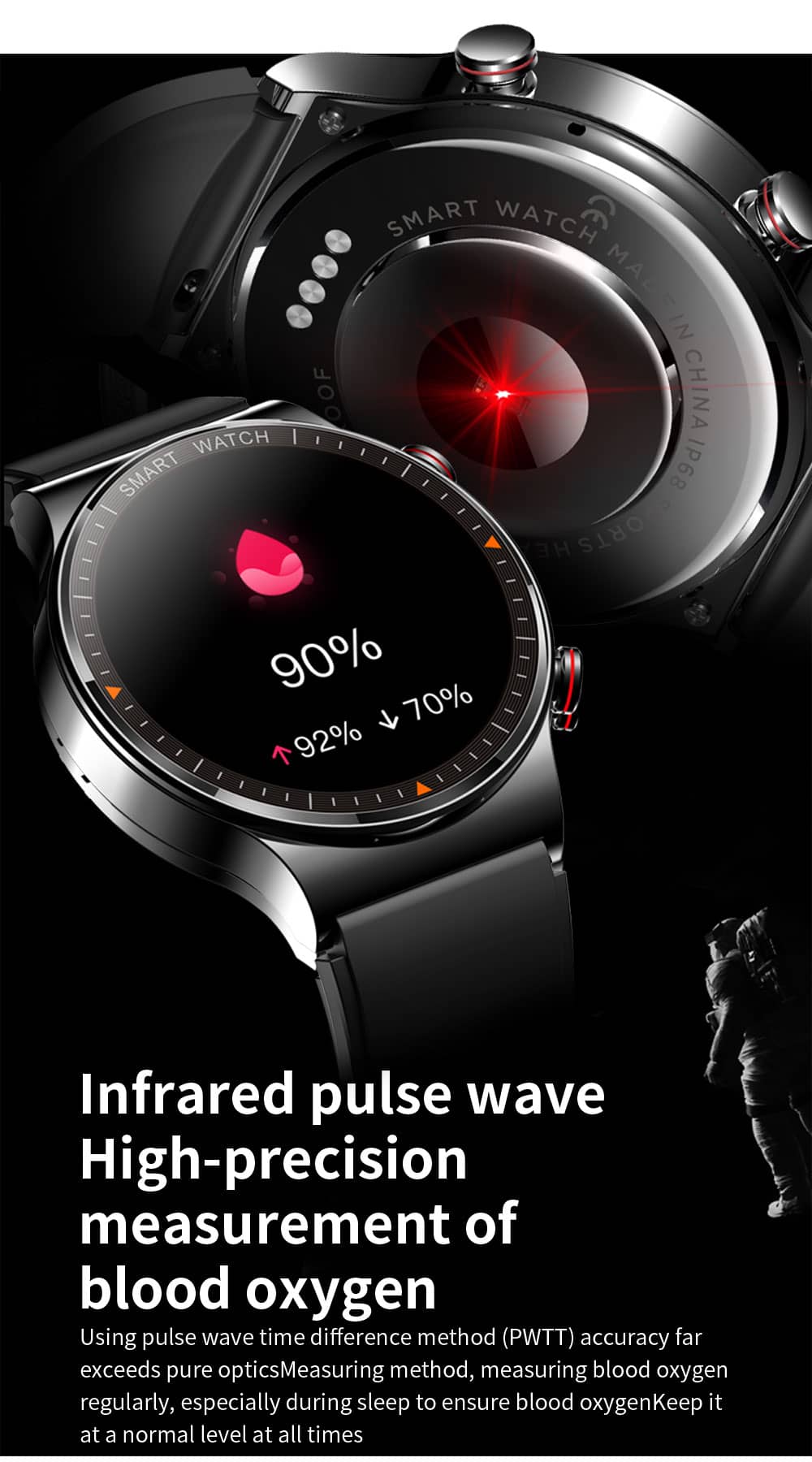 Smart Watch with Bluetooth Call Blood Oxygen Heart Rate Monitor IP68 Waterproof Message Reminder