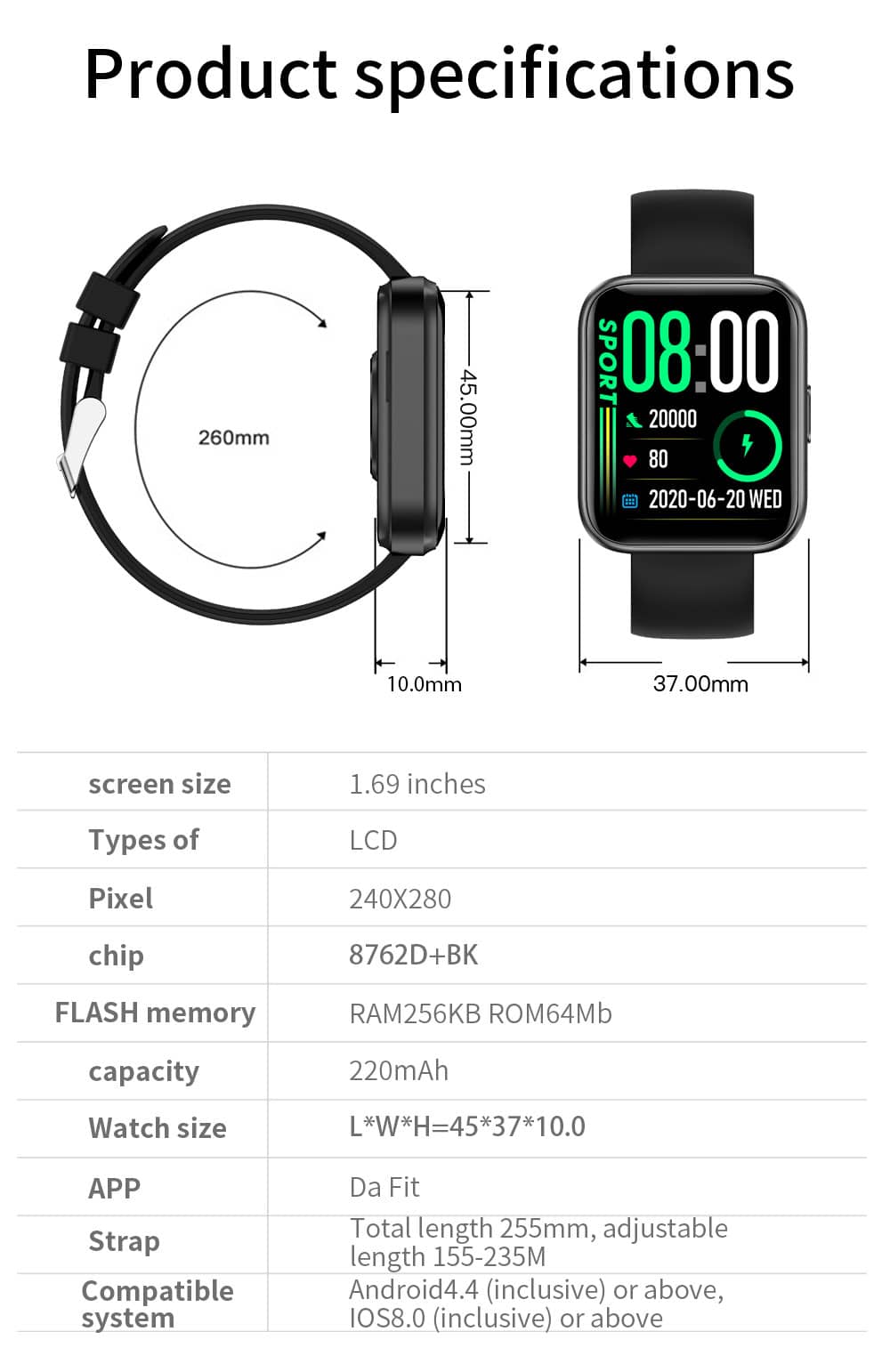 smart watch size