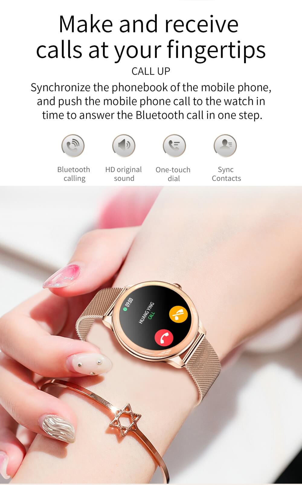 Findtime Smart Watch Blood Pressure Monitor Blood Oxygen Heart Rate Body Temperature with Bluetooth Call