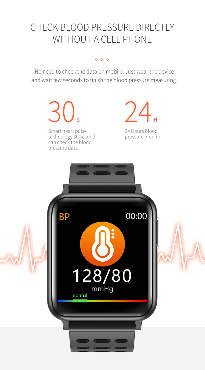 Findtime Smart Watch for Men Women ECG Heart Rate Blood Pressure Monitoring Step Counter