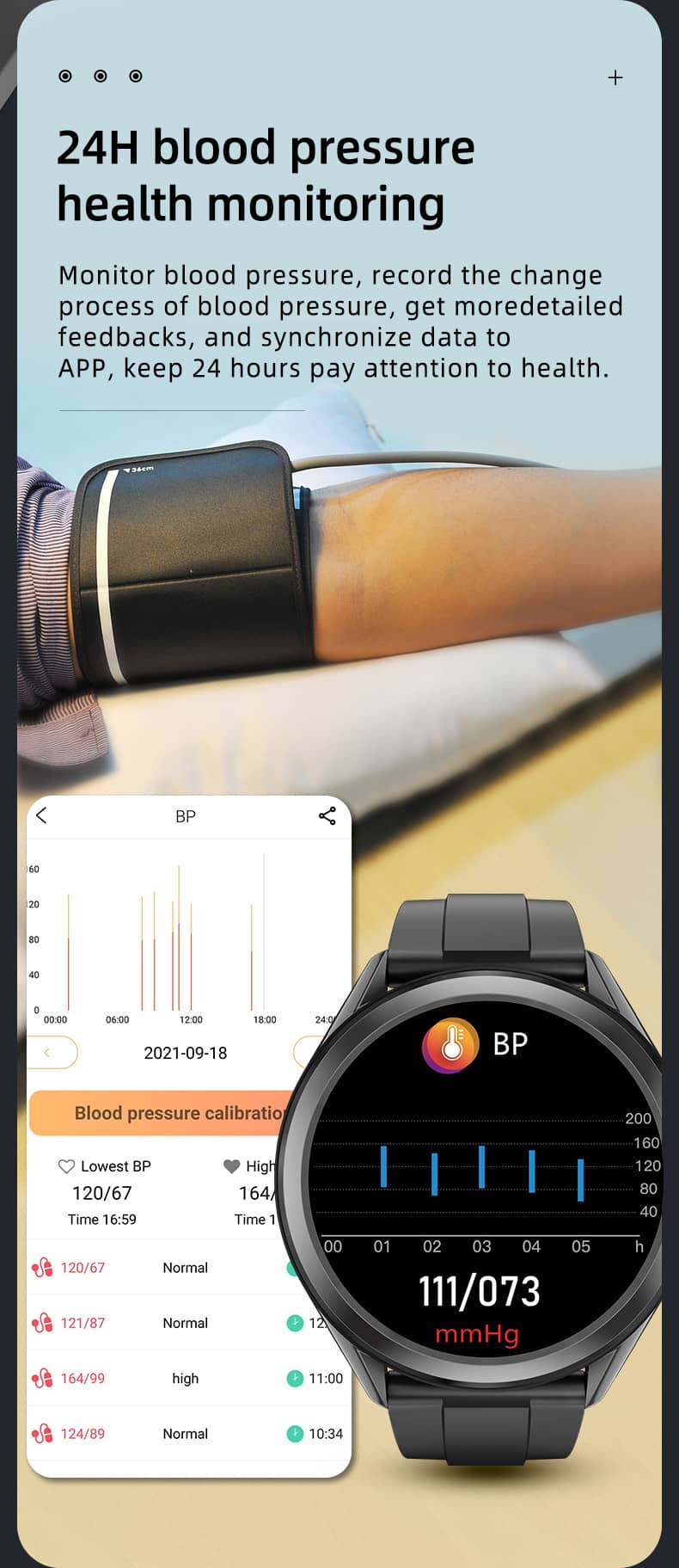 Findtime EKG-Smartwatch zur Überwachung des Blutdrucks, des Blutsauerstoffs, der Herzfrequenz und der Körpertemperatur