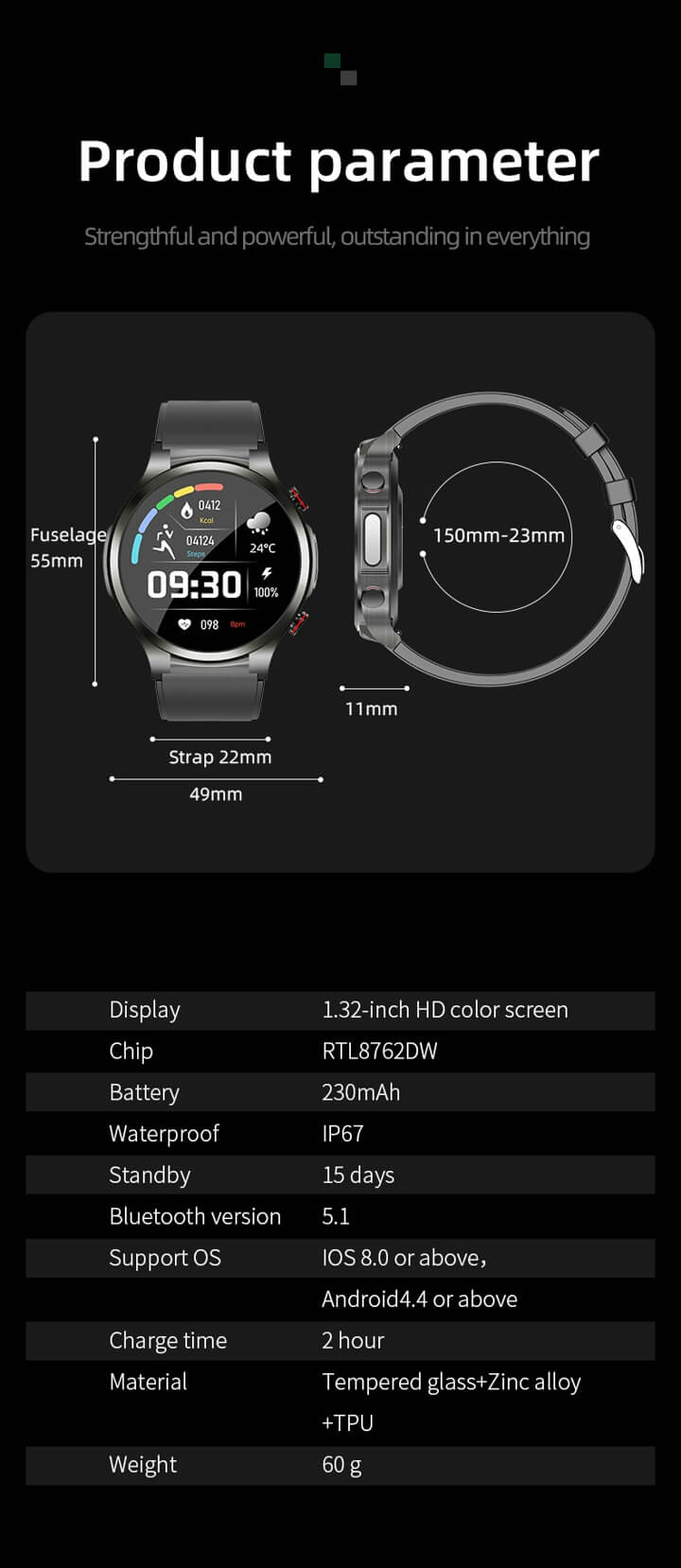 Findtime S43 Smartwatch mit Glukosemonitor