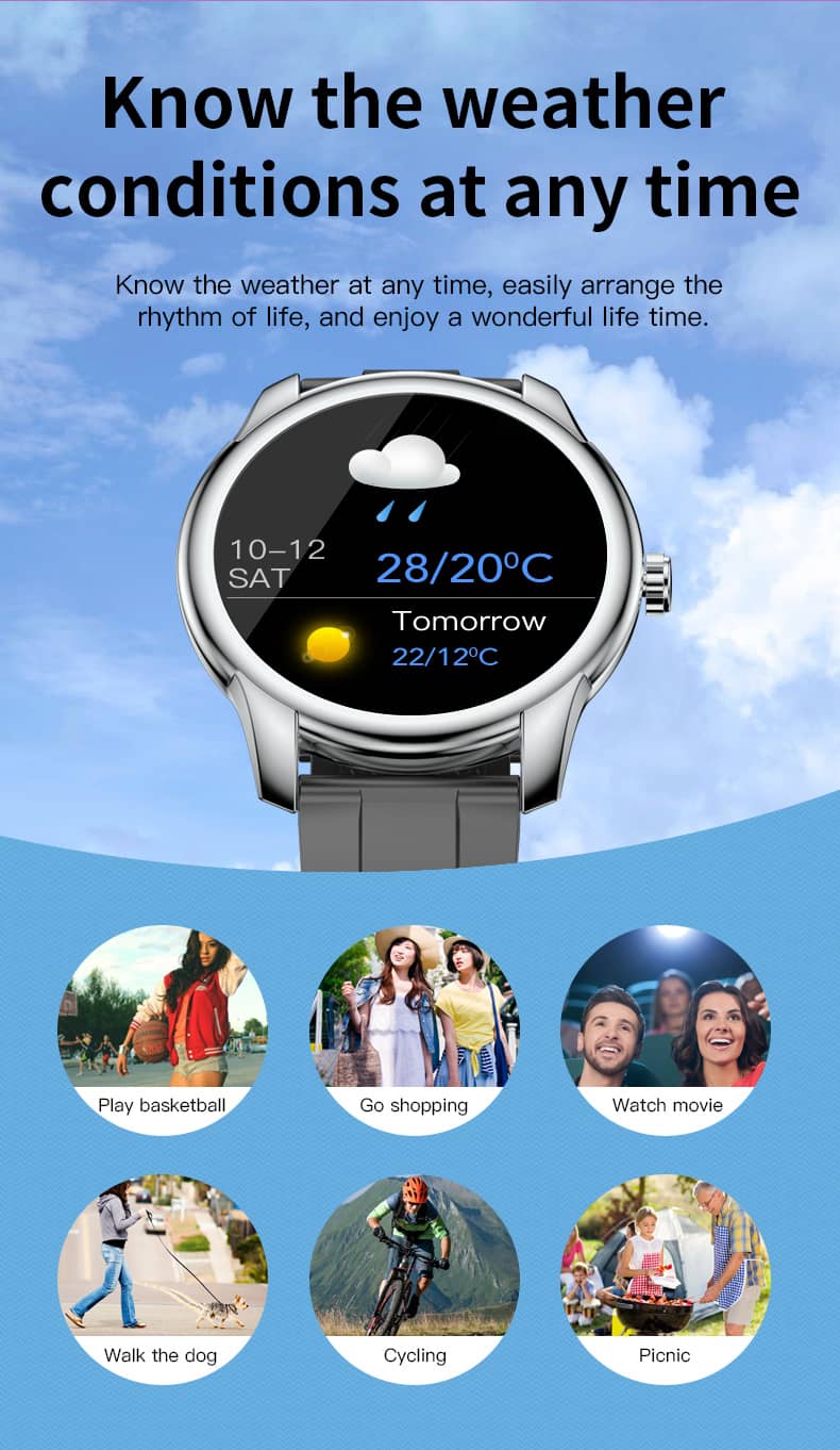 Findtime Smart Watch for Blood Pressure Monitor Heart Rate Sleep Monitoring IP68 Waterproof