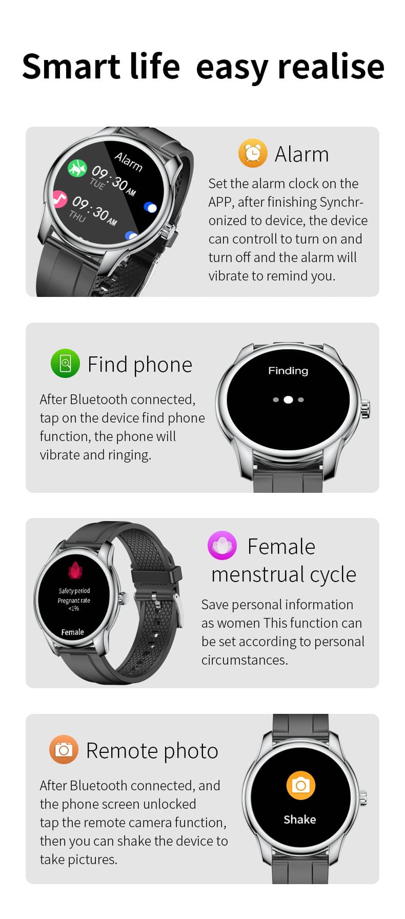 Findtime Smart Watch for Blood Pressure Monitor Heart Rate Sleep Monitoring IP68 Waterproof