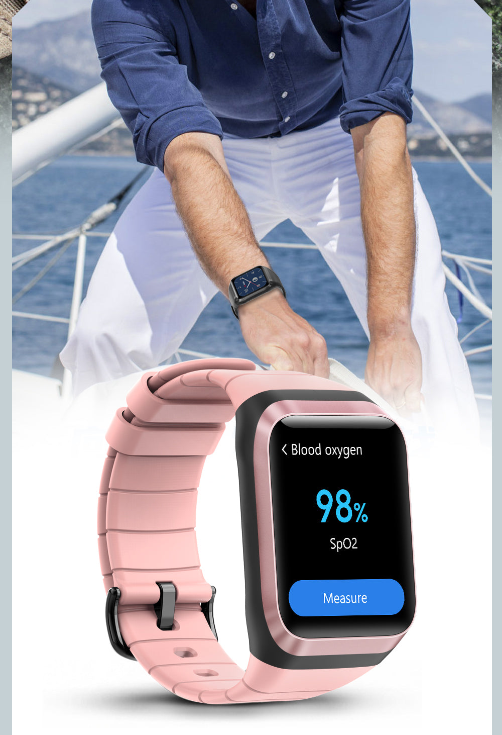 GPS Smart Watch 24/7 Real-time 30+ Battery Life Heart Rate Blood Oxygen Monitor IP68 Waterproof - Findtime