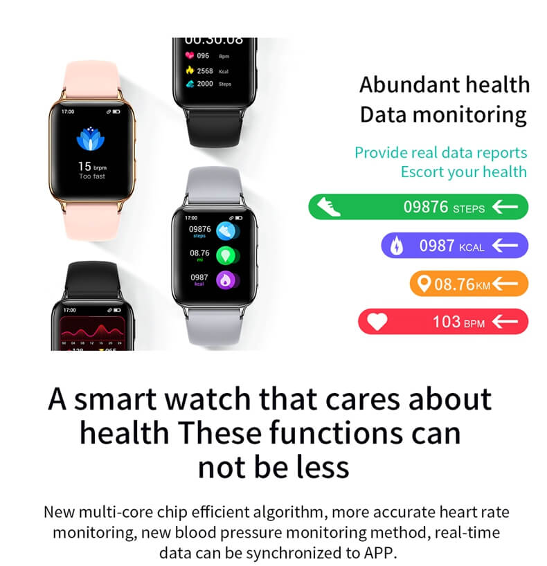 Findtime Smart Watch Monitor Körpertemperatur Herzfrequenz Blutdruck Blutsauerstoff