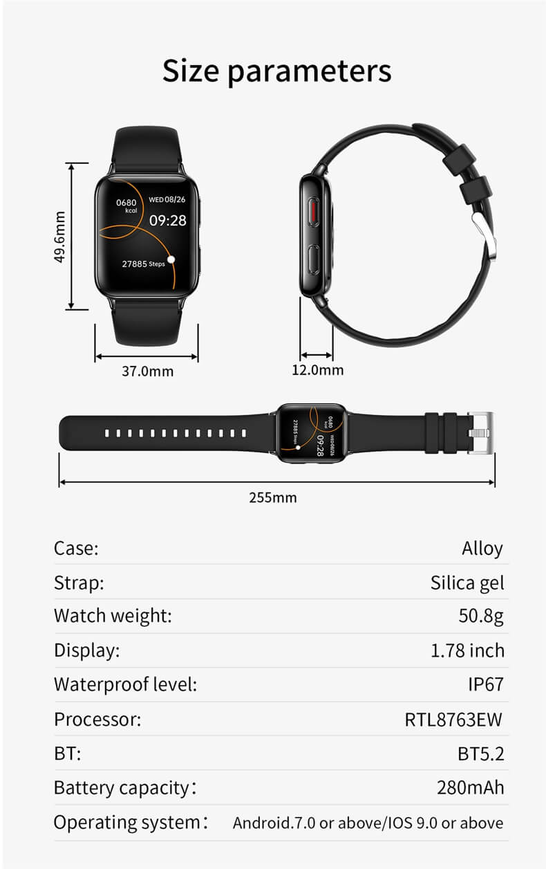 Findtime Smart Watch Monitor Body Temperature Heart Rate Blood Pressure Blood Oxygen