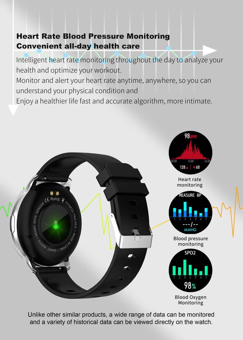 Reloj inteligente Findtime Presión arterial SpO2 Monitoreo de frecuencia cardíaca Llamadas Bluetooth