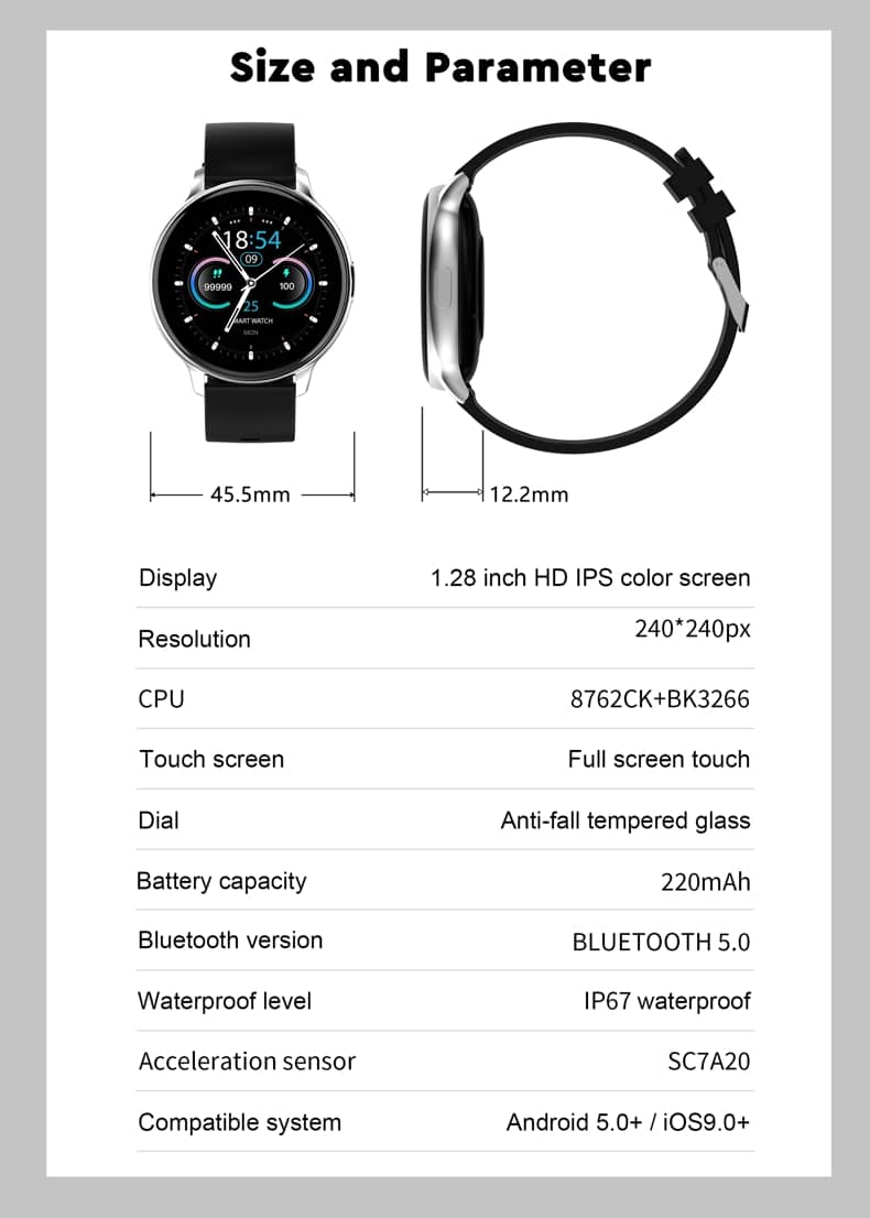 Reloj inteligente Findtime Presión arterial SpO2 Monitoreo de frecuencia cardíaca Llamadas Bluetooth