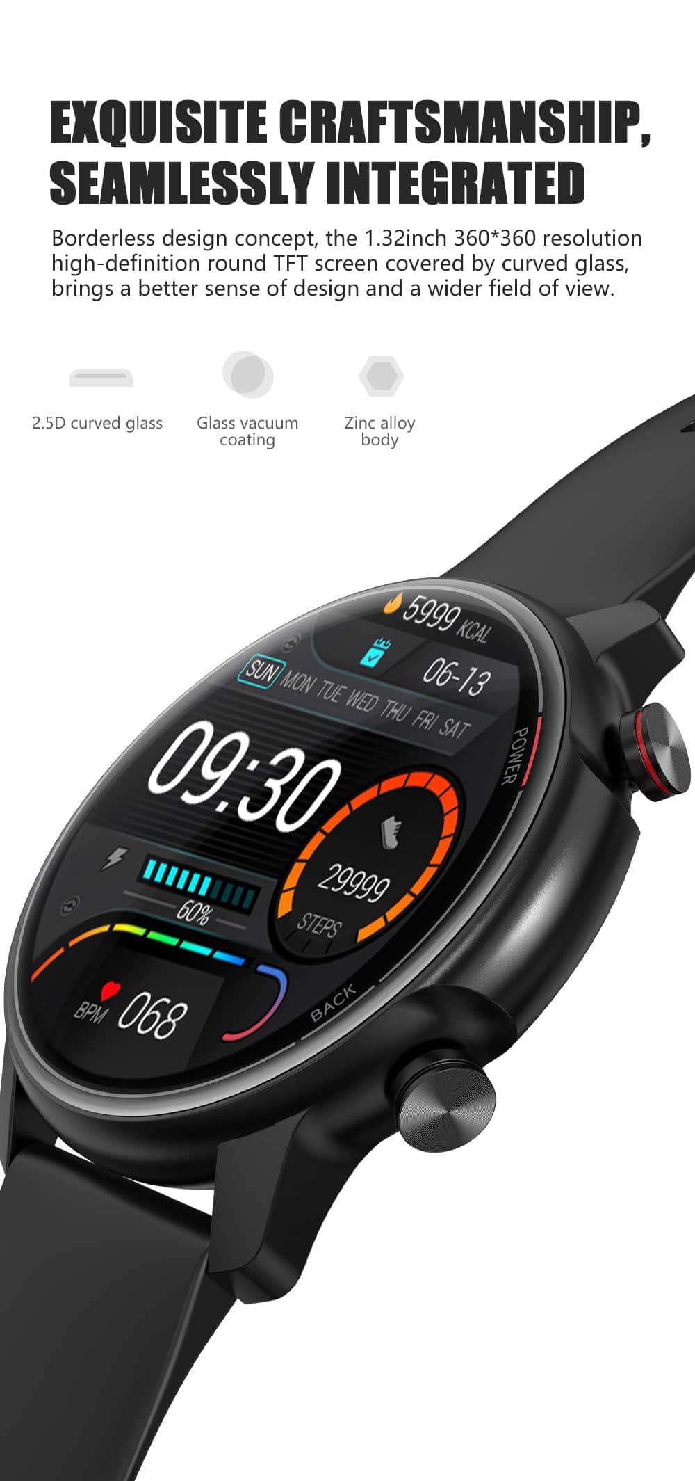 Findtime Smart Watch Blood Pressure Heart Rate Monitoring Pedometer 5ATM Waterproof