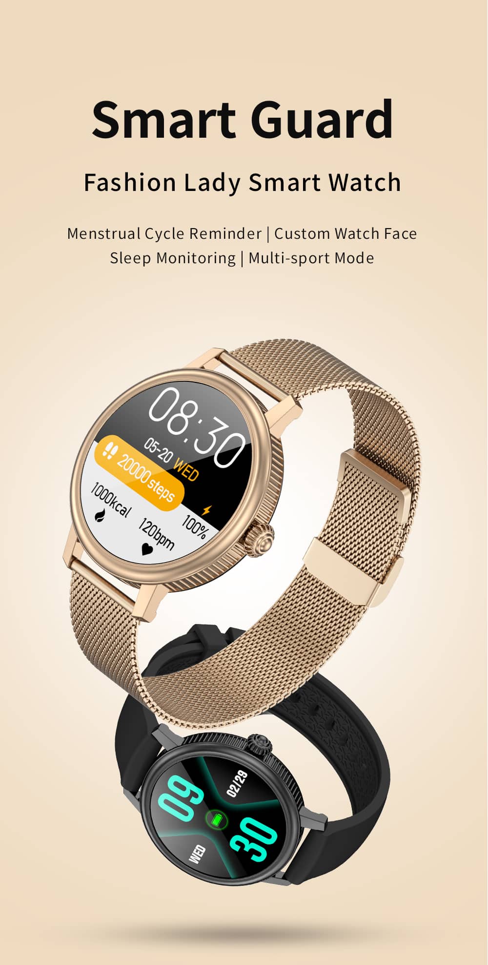 Findtime AMOLED Smart Watches for Women Monitor Blood Pressure Heart Rate SpO2