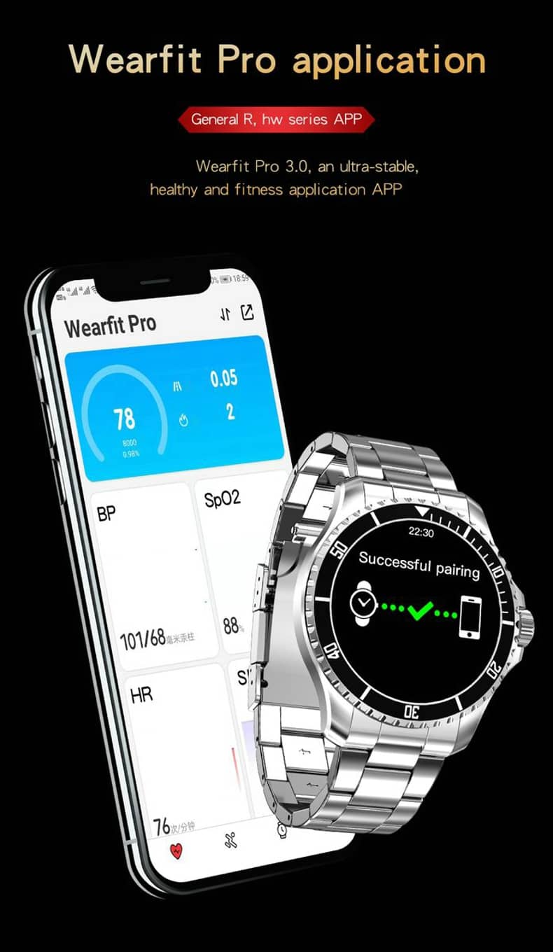 Findtime Smart Watch Blood Pressure Heart Rate SpO2 Monitoring Stainless Steel