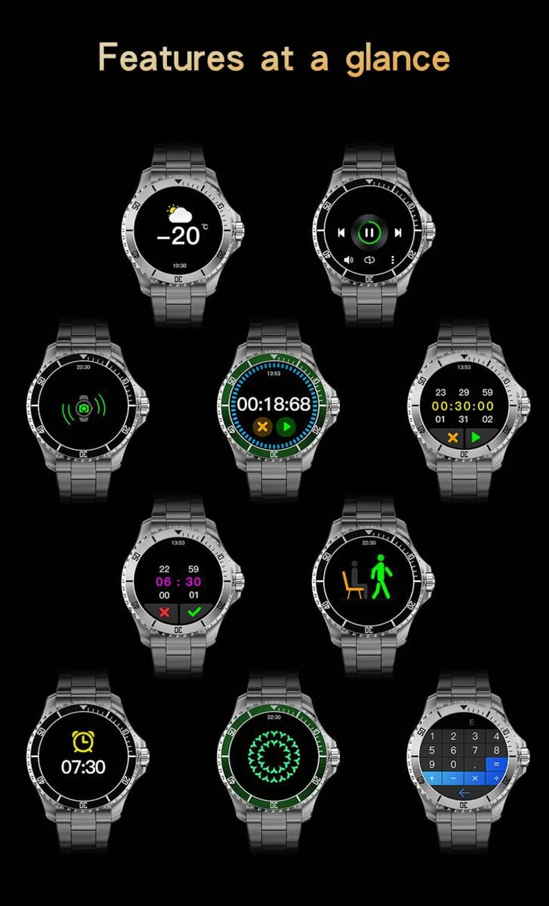 Findtime Smartwatch, Blutdruck, Herzfrequenz, SpO2-Überwachung, Edelstahl