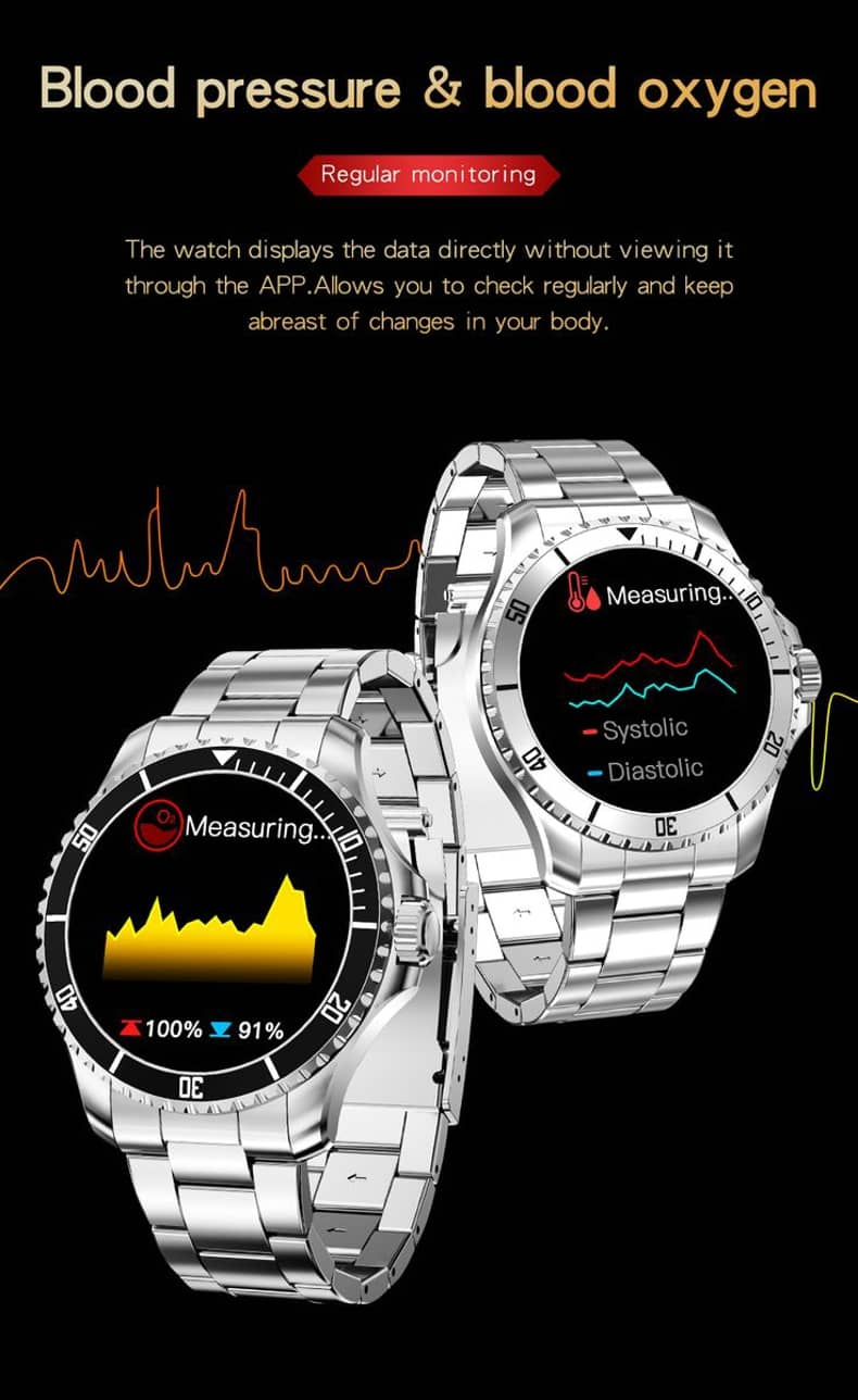 Reloj inteligente Findtime Presión arterial Ritmo cardíaco SpO2 Monitoreo Acero inoxidable