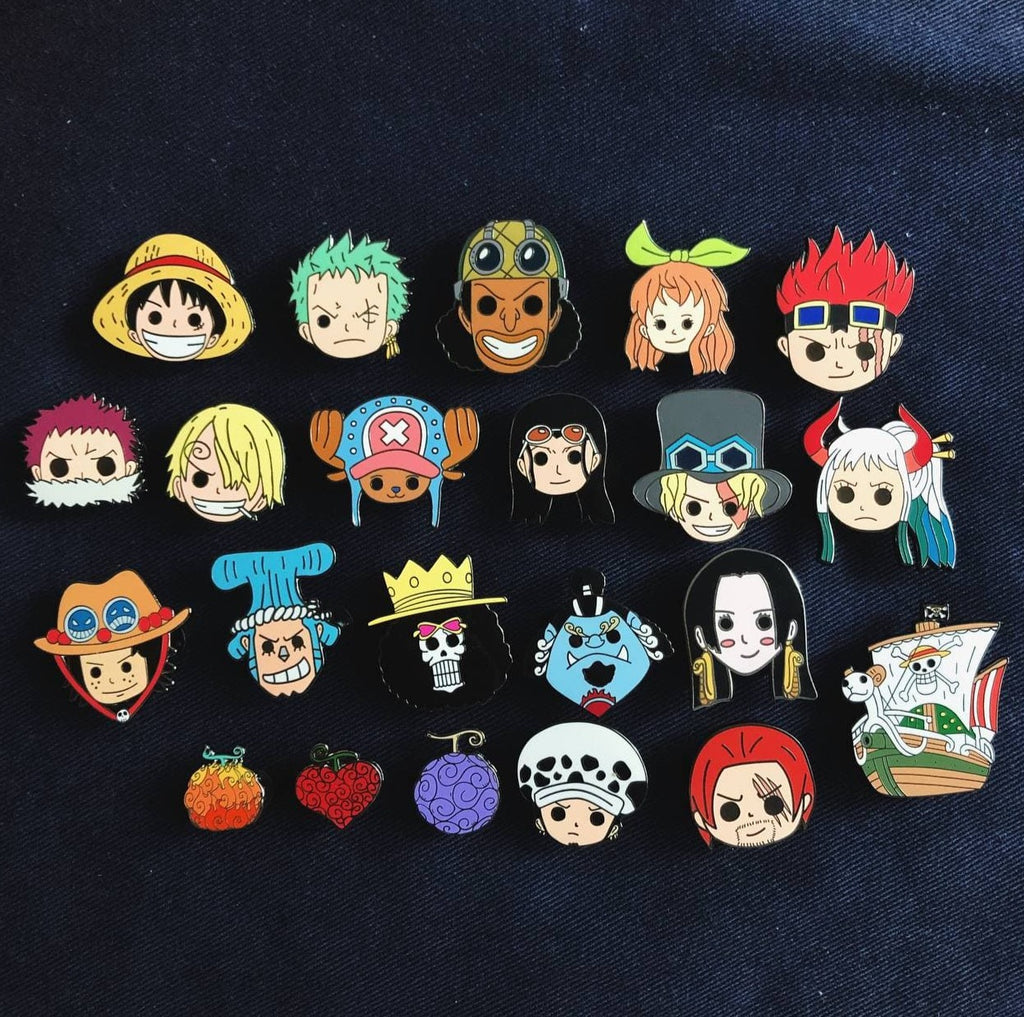 One Piece Straw Hat Crew Set of 10 Hard Enamel Pins - FREE SHIPPING