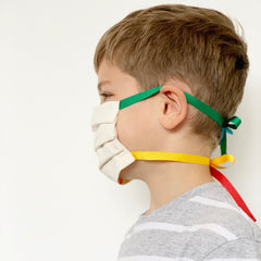 Child's face mask with rainbow ties