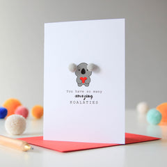 Koala Love Card with Pompom ears by Miss Shelly Designs