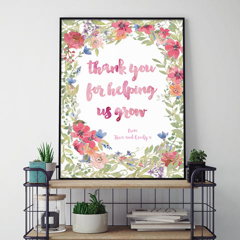 Thank you for helping me grow - Floral Teacher Print - Anon Designs Studio