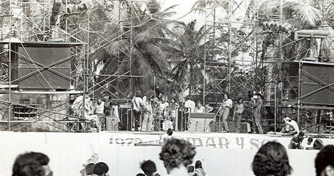 The stage at Mar-y-Sol. Naked hippies just out of dhot