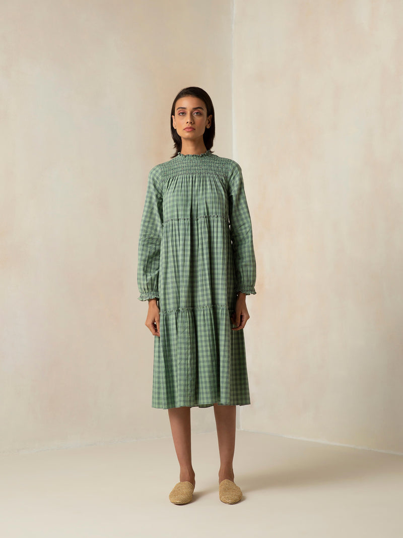 Forest Portraits Dress | 100% Handwoven Cotton | Olive Green – BunaStudio