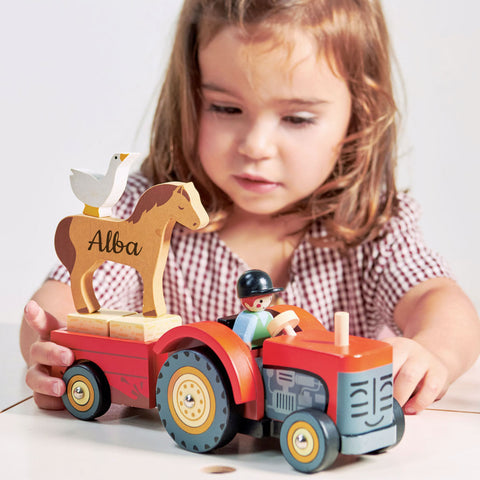 personalised wooden tractor engraved toy