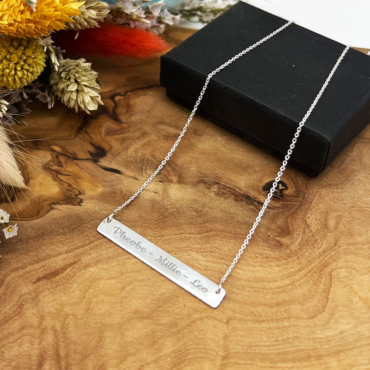 Personalized Unisex Laser Engraved Black Memory Bar Necklace - Customized  Necklace - Name Necklace - VivaGifts