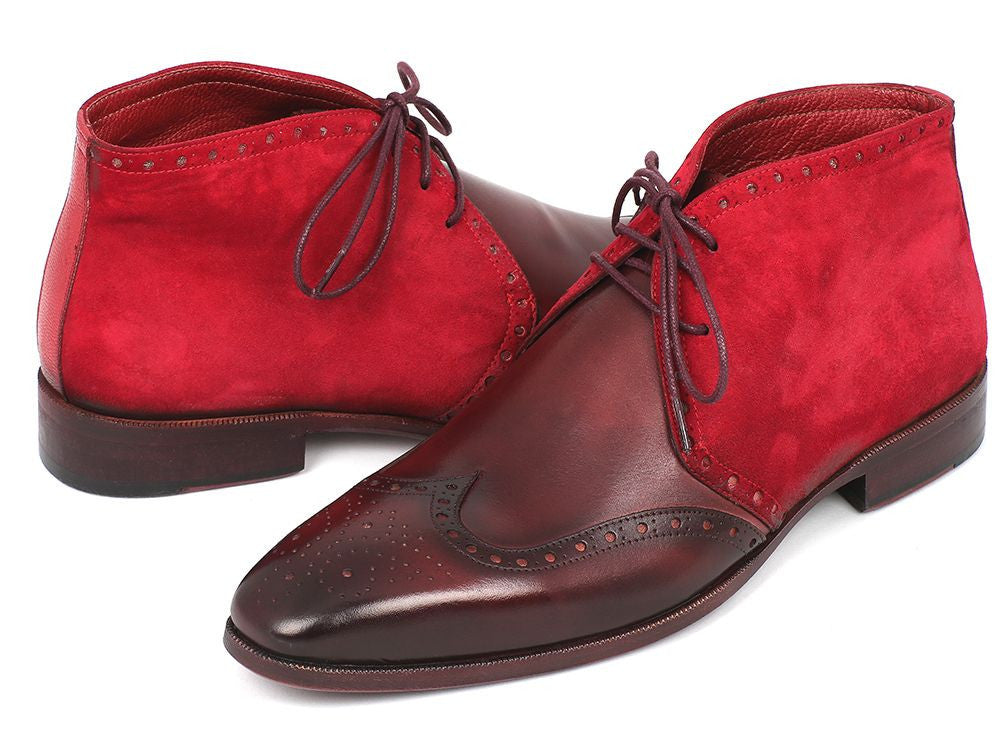 Paul Parkman Men's Chukka Boots Bordeaux Suede & Leather (ID#CK51-BRD ...