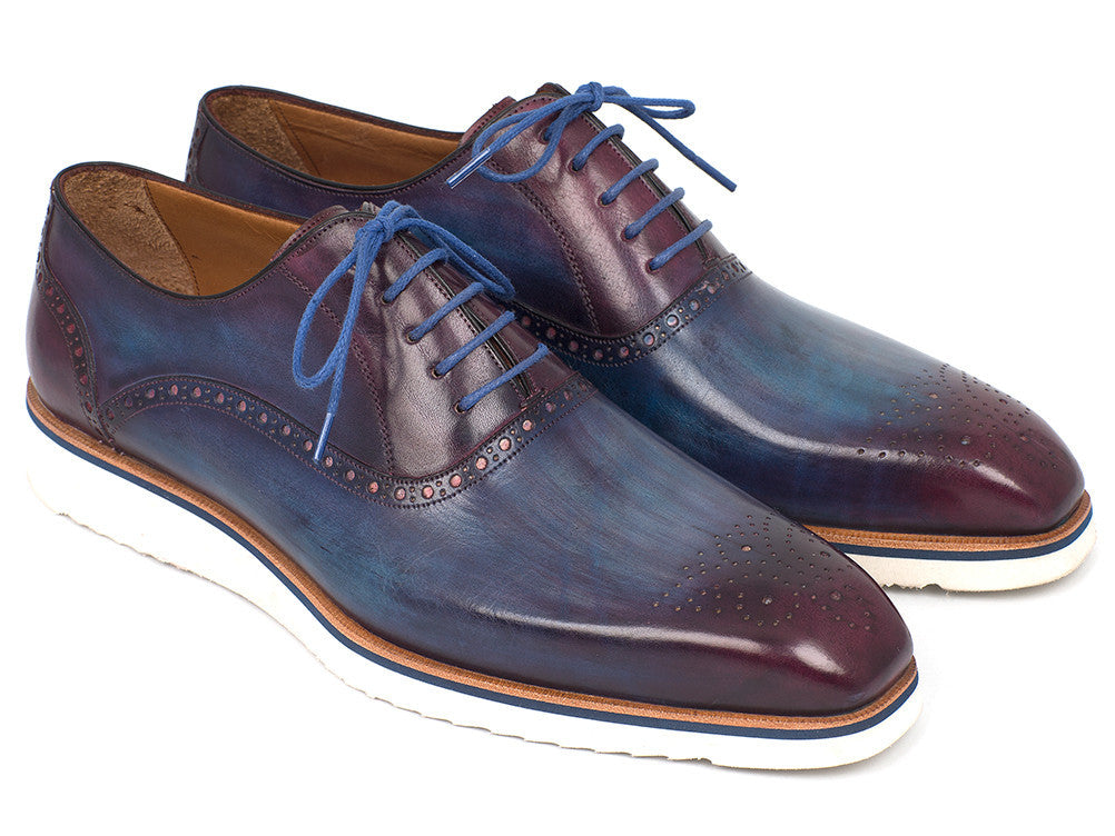 blue leather casual shoes