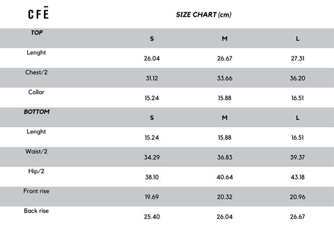 NOIR. UNDERWEAR SIZE CHART